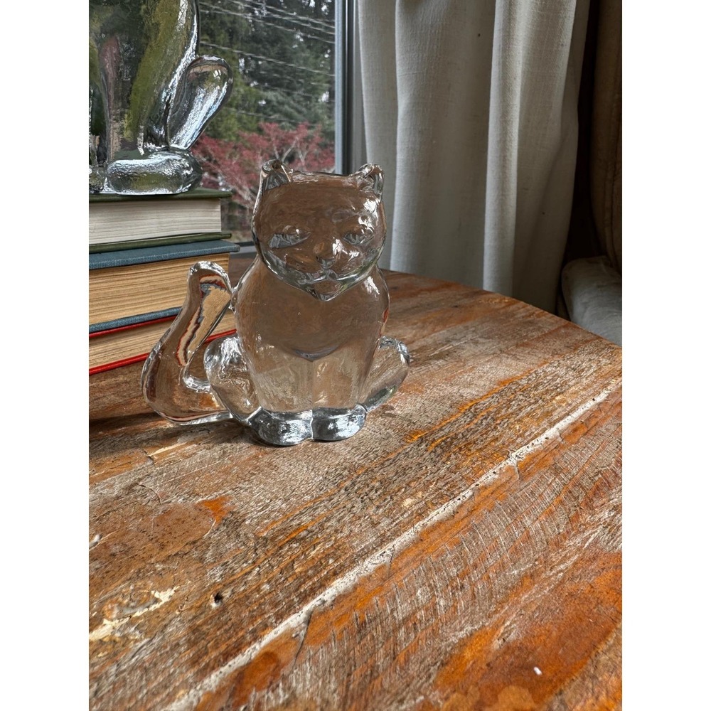 VTG Kosta Boda Zoo Series Bertil Vallien Clear Glass Cat Figurine Paperweight